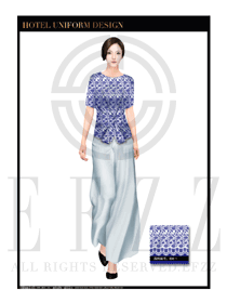 青花瓷女款按摩技師款式設計圖1329