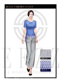 時尚淺藍色女款按摩技師制服設計圖1332