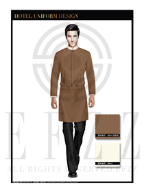 時尚深黃色男款酒店客房服務員制服設計圖540
