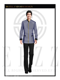 淺藍色男款酒店客房服務員制服設計圖545