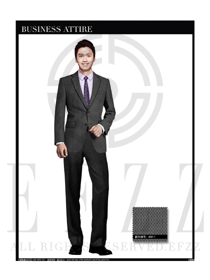 時尚灰色男職業裝西服制服設計圖384
