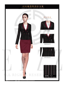 紅色修身款女職業套裝服裝款式圖1347
