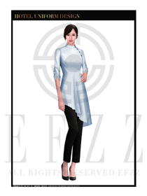 米白色女款按摩技師款式設計圖1343