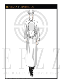 時尚白色西餐廳廚師服裝款式設計圖389