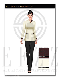 卡其色男款酒店客房服務員制服設計圖547