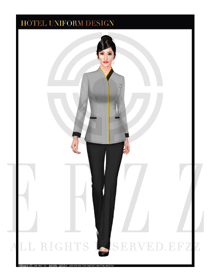 灰色女款酒店客房服務員制服設計圖549