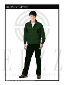 墨綠色春秋男款工程服服裝設計圖1034