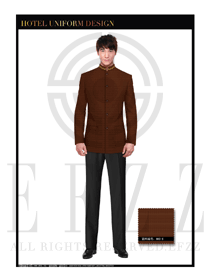 時尚深咖啡色男款酒店客房服務員制服設計圖554