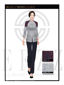 淺灰色女款酒店客房服務(wù)員制服設(shè)計圖559