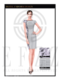 時(shí)尚淺灰色女款按摩技師制服設(shè)計(jì)圖1350