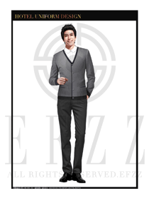 時尚灰色男款酒店客房服務員制服設計圖564