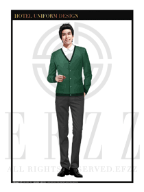綠色男款酒店客房服務員制服設計圖567