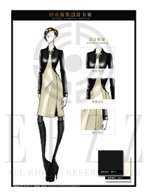 大師手繪黑色女款酒店行李生制服設(shè)計圖1214