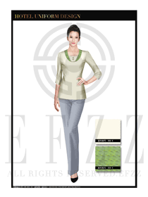 卡其色女款按摩技師款式設計圖1359