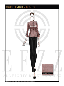 棕色女款酒店客房服務員制服設計圖573