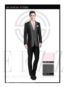 時尚銀灰色男款職業(yè)裝西服制服設(shè)計圖396