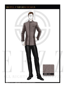 時尚棕色男款酒店客房服務(wù)員制服設(shè)計圖578