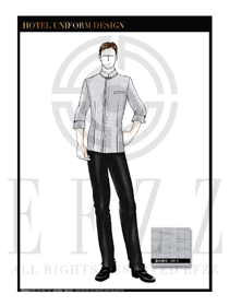 淺灰色男款酒店客房服務(wù)員服裝設(shè)計(jì)圖579