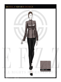時(shí)尚修身款棕色酒店客房服務(wù)員制服設(shè)計(jì)圖580
