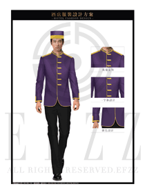 紫色男款歐式宮廷風(fēng)酒店門童行李生服裝款式圖1234