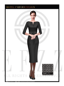 時尚酒店制服女款西餐咨客服裝設計圖535