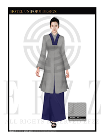 時尚灰色修身款酒店中餐廳迎賓服裝款式設(shè)計圖770