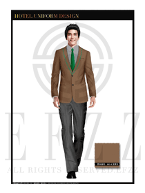 深黃色男士西裝款酒店總臺(tái)大堂服務(wù)員制服設(shè)計(jì)圖976