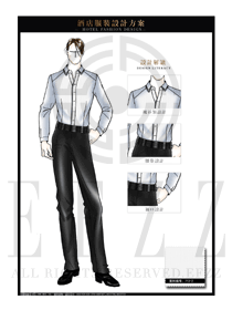 白色男款餐飲西餐服務員制服設計圖1235