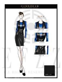 黑色馬甲女款餐飲西餐服務員制服設計圖1241