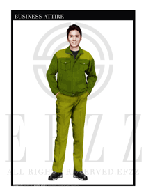 淺綠色男款4S店維修技工制服設計圖1083