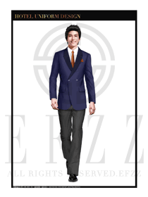 時尚藍(lán)紫色男款酒店總臺大堂服裝款式設(shè)計圖987