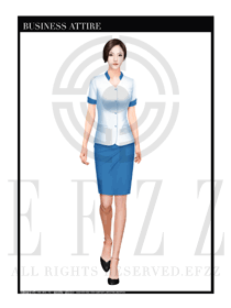 蔚藍色短裙款按摩技師制服設計圖1368