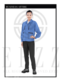 時尚天藍色女款4S店工作服款式設計圖1103