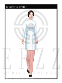 白色長袖修身顯瘦款按摩技師制服設計圖1386