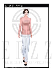 時尚粉紅色長袖修身款按摩技師服裝款式設計圖1387