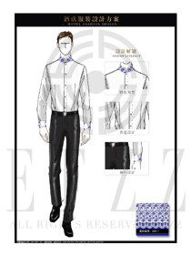 白色長袖立領襯衫款大堂經理制服設計圖1017