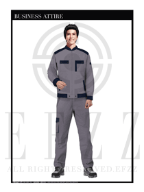 灰色男款長袖車間工作服款式設計圖1115