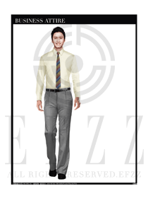 時尚卡其色男款商務正裝長袖襯衫款式設計圖276