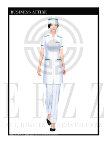 時(shí)尚白色短袖修身款按摩技師服裝款式設(shè)計(jì)圖1393
