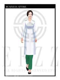 白色長袖修身顯瘦款按摩技師制服設(shè)計圖1394