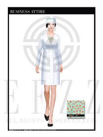 白色短袖長袍修身款按摩技師制服設(shè)計(jì)圖1396