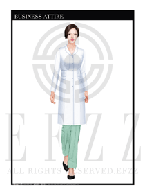 時尚白色長袖修身款按摩技師服裝款式設計圖1397