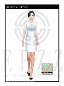 時(shí)尚白色花邊短袖長(zhǎng)裙款按摩技師制服設(shè)計(jì)圖1400