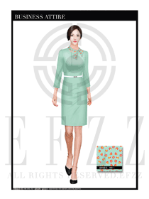 淺綠色顯瘦修身款按摩技師服裝款式設(shè)計圖1401