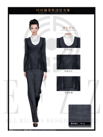灰色ol通勤裝女秋冬職業(yè)裝制服設計圖1418
