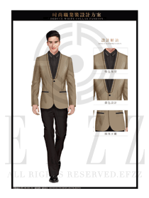 卡其色修身款男職業裝西服款式設計圖433