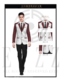 時尚暗紅色韓版修身款男職業裝西服服裝款式圖440