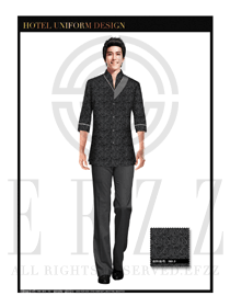 時尚黑色修身版男款中餐服務員服裝款式圖1778