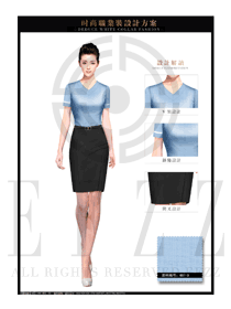 粉藍(lán)色ol時尚女職業(yè)裝夏裝制服設(shè)計圖685
