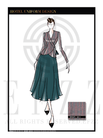 原創手繪女款中餐迎賓服裝款式設計圖831